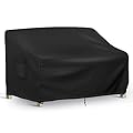 Richwon Patio Loveseat Cover Waterproof, 2-Seater Outdoor loveseat Cover, Patio Furniture Covers with Air Vent and Handles, 54W x 37D x 35H Inches, Black