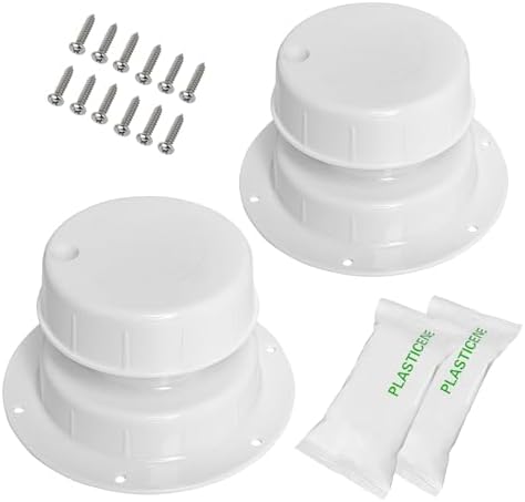 RV Plumbing Vent Caps - Camper Vent Cap Replacement for RV Trailer Camper Motorhome, RV Roof Sewer Vent Cover Caps Kit for 1 to 2 3/8 Inch Pipe - White (2 Pack)