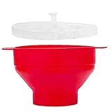 NIDONE Mikrowelle Popcorn Maker Collapsible Silikon Popcorn Griff Hochtemperatur Widerstandschüssel für Mikrowelle Popcorn Maker Rot