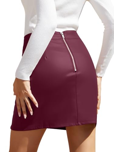 Image of We1Fit Womens Fuax Leather Skirt High Waisted Bodycon Pencil Mini Skirts with Shorts