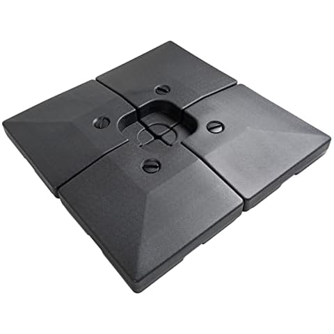 Helios&Hestia 4 Piece Set Heavy Duty Plastic Base Weight for Outdoor Patio Cantilever Offset Hanging Banana Parasol, 162 kg, Black Cover