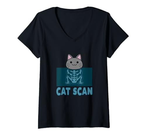 Mujer Cat Scan Funny Pun Rayos X Técnico de Ct-Scan Radiología Camiseta Cuello V
