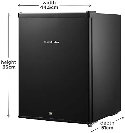 Russell Hobbs 65L Mini Fridge with Lock & Key RHTTF67B-LCK, Table top Lockable Fridge, Energy F & Ice Box, Black