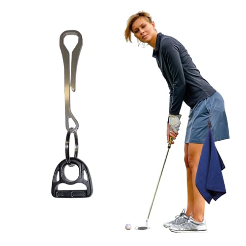 HIPPO OUTDOOR Pocket Holder for Green Towel - Wipe Ball Before Putting, Belt Pocket Clip Golf Bag Accessories, Quick-Release, Clip Concept 8172