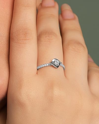 Image of CLARA 925 Sterling Silver Mia Solitaire Pendant Earrings Chain Bracelet Ring for Women & Girls| Platinum Plated | Gift for her