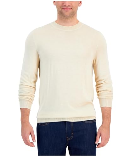 Alfani Men's Long Sleeve Crewneck Merino Sweater Brown Rice XL