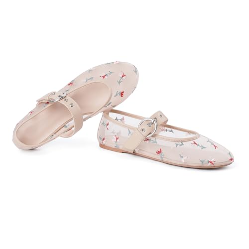 Image of Gothictor Women's Mesh Ballet Flats Round Toe Leopard Mary Jane Shoes Women | Cushioned Comfort, Easy to Style, Buckle Strap, Cheetah Print, Ballerina, Breathable, Lightweight, Dressy Casual, Non-Slip