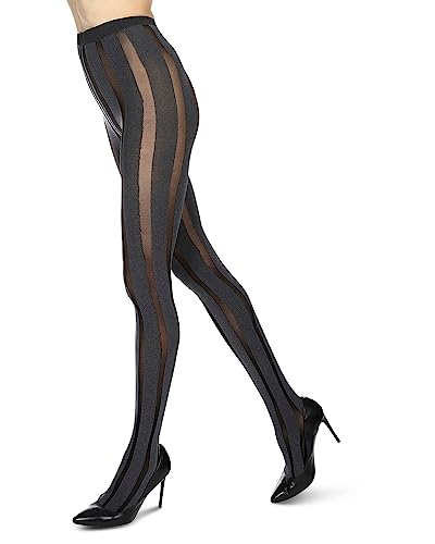 Image of MeMoi Women's Linear Heather Opaque Nylon Tights