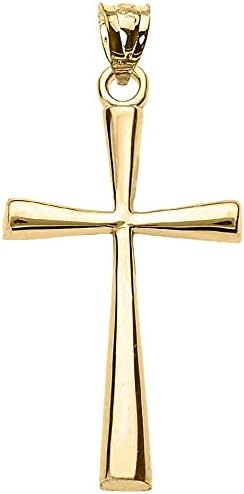 Religious Jewelry by FDJ 10K Yellow Gold Simple Classic Flared Cross Pendant
