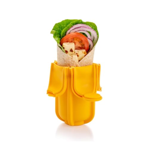 Sunshine Wrap'd Reusable Silicone Lunch Burrito Flatbread Holder Container - Alternative to Beeswax Wraps and Cling Wrap