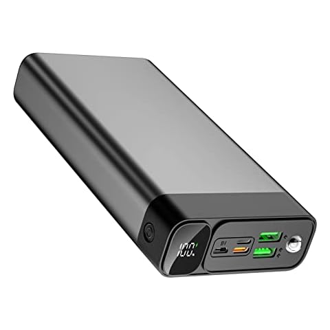Power Banks 50000 mAh Metal Case with LED Display External Battery Pack 3 output & 3 input PD20W QC 3.0 22.5W Flashlight Portable Charger Quick Charge Phones Tablet etc Cover
