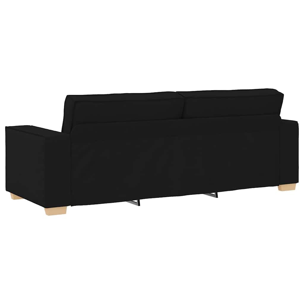 Sofá de 3 plazas, color negro, 220 x 78 x 84 cm, tela 100% poliéster, estructura de madera y metal, reposabrazos anchos cómodos para salón, oficina, habitación de invitados