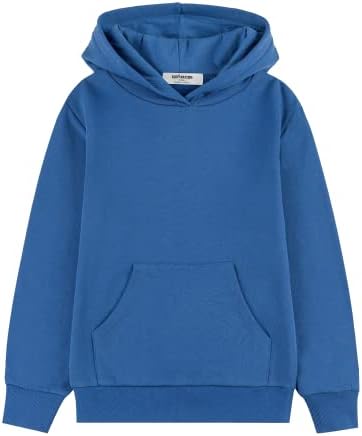 Kid Nation Kids' Soft Brushed Fleece Casual Basic Pullover Hooded Sweatshirt Hoodie for Boys or Girls M Gray Blue