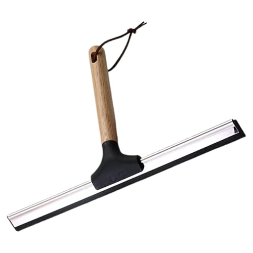 Image of 10 Inch Shower Squeegee with Wooden Handle Silicone Blade for Bathroom Shower Doors Mirrors Windows Cleaning Tool Water Wiper