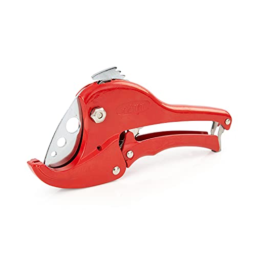OEMTOOLS 24522 Heavy Duty Ratcheting Hose Cutter, Rubber Hose and PVC Pipe Cutting Tool Up to 1-1/2 Inch OD, Wide-Hooked Jaws Hold Tubing Securely in Place