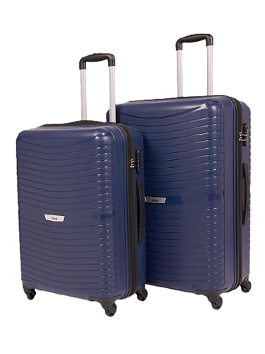 Image of Zouk Zoya Hardcase Trolley Bag Set of 2 (Medium 67cm & Large 77cm) Lightweight PP Suitcase with Silent Spinner Wheels,Telescopic Handle & Combination Lock |Travelling Luggage for Men & Women|Navy Blue