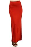 Women's Stylish Spandex Comfy Fold-Over Flare Long Maxi Skirt Made in USA