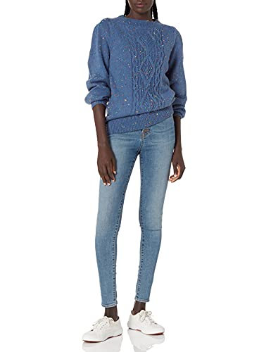 Image of Cable Stitch Women's Donegal Dots Cable Knit Sweater - Crewneck Long Sleeve Melange Pullover Top