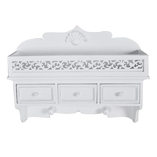 Mokuyary - Estantería de pared con 3 cajones, 2 ganchos flotantes para pared, estante de almacenamiento, organizador colgante, decoración para sala de estar, cocina, oficina, cuarto de baño