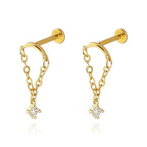 2PC 6PC Gold Earring Set for Women Titanium Flat Back Earring Small Helix Piercing Earrings