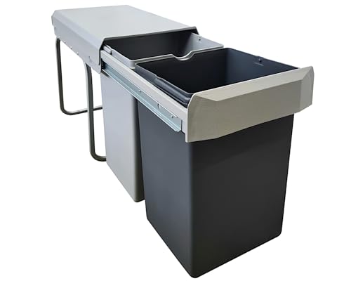 Wesco 12871 Double-Boy Einbaueimer 2 x 15 Liter Anthrazit-grau