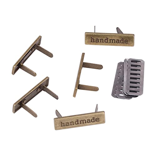 Leatikall Etiquetas Hechas a Mano, Etiquetas Manuales De Metal Para Ropa Zapatos Bolsas Etiqueta Impresas Hechas a Mano Rectangulares