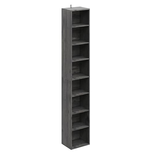 IRONCK Tall Narrow Bookshelf 8 Tiers, Compact Corner Bookcase, Easy to Match for Living Room, Office, Study, Bedroom