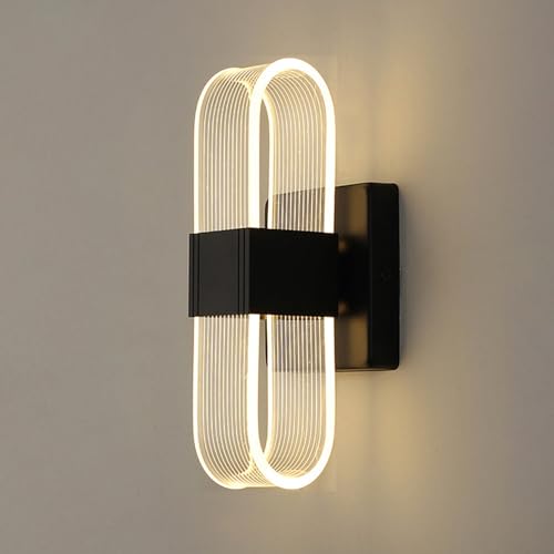 Mengjay Applique Murale Intérieur LED Dimmable, 12W Lampe Murale Moderne 3000K/4500K/6000K, Acrylique Luminaire Mural Interieur pour Chambre, Salon, Couloir,...