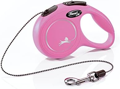 FLEXI New Classic Retractable Dog Leash (Cord), for Dogs Up to 18lbs, 10 ft, Extra Small, Pink