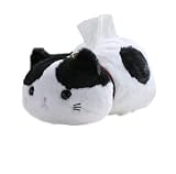 正直屋 ティッシュケース ぬいぐるみ 猫 ティッシュカバー 猫ティッシュケース ネコグッズ もこもこ ふわふわ (白・黒)