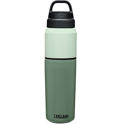 CamelBak MultiBev Water Bottle & Travel Cup – Vacuum Insulated Stainless Steel – Moss/Mint – 22oz bottle & 16oz cup