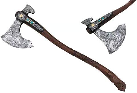 36.5" Medieval Leviathan Axe Foam Cosplay Fantasy Kratos Blades of Chaos Flame Foam Sword Axe Knife Blades Props 1:1 Scale LARP (Kratos Axe)