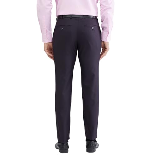 Image of Raymond Men Slim Fit Structure Pattern Polyester Blend Flat Front Formal Trouser