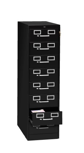 Tennsco Cf-846 8 Drawer Card File, 15" Width X 52-51/128" Height X 28" Depth, Black #TOP11