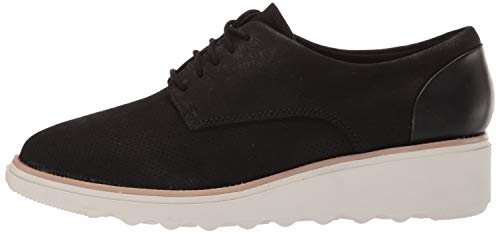 Clarks Women's Sharon Crystal Oxford, Black Nubuck/Leather Combi, 8 M Us #TOP7