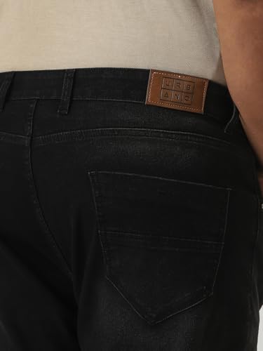 Image of Urbano Plus Men Mid Rise Regular Fit Washed Jeans Stretchable