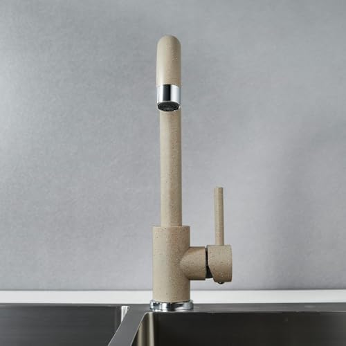 Küchenhahn Beige, Mischer für Waschmaschine mit 360 ° drehbarem Becken, Edelstahl