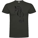 Impresas una a una Camiseta Buceo Seahorse Tribal Manga Corta Hombre Plomo XL