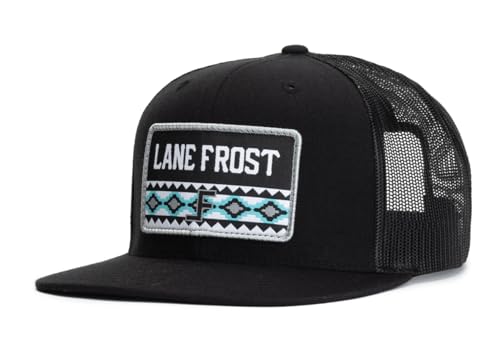 Image of Lane Frost Flat 6-Panel Western Trucker Hats for Men & Women | Flat Bill, Structured 6-Panel, Mesh Trucker Back, Adjustable Snapback, Western Style, One Size Fits Most, Rodeo Inspired Cap