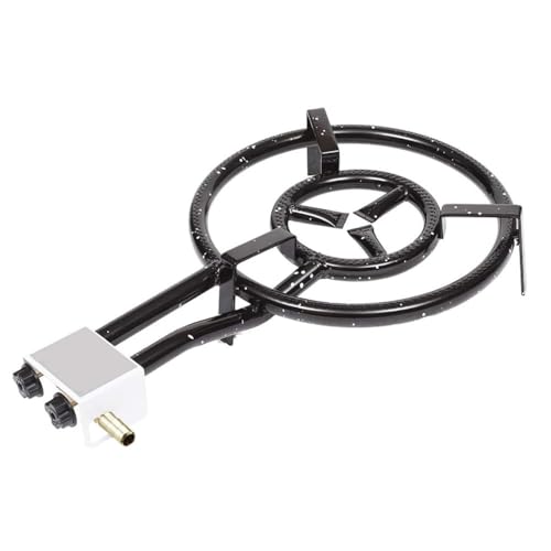 PALUPLUS Bruciatore a Gas per Padelle o Paellera, Diametro 40 cm, Bruciatore a 2 Fuochi in Acciaio Smaltato con Doppio Regolatore Fiamma, Adatto a padelle da 30 a 60 cm, Potenza 11,4 Kw -4000F