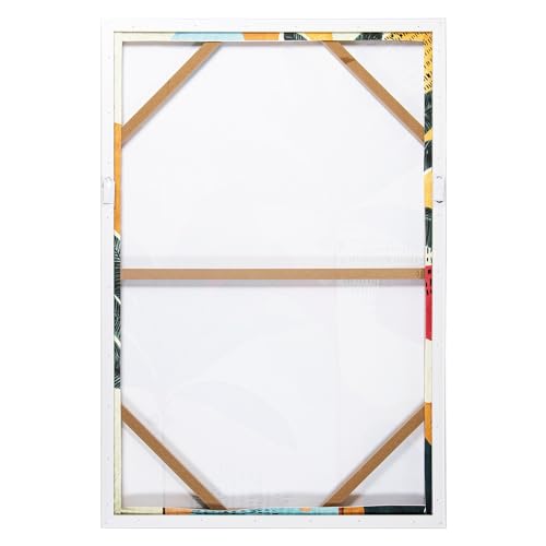 DRW Bild auf Leinwand mit natürlichem Holzrahmen mit abstrakten Palmen in warmen Farbtönen, 92,8 x 62,9 x 4,3 cm