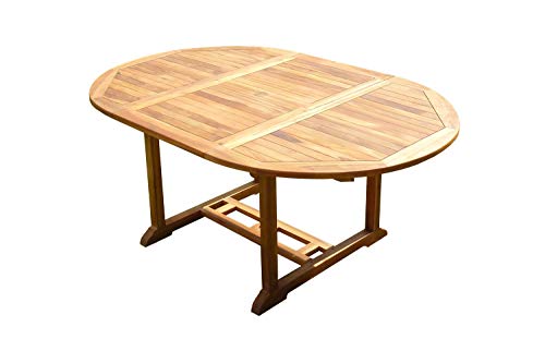 Confort & Loisirs C&L Jardin- Table Sentak Ovale 120-180x120xH75 Teck Huilé - 180cm x 75cm x 120cm Cover