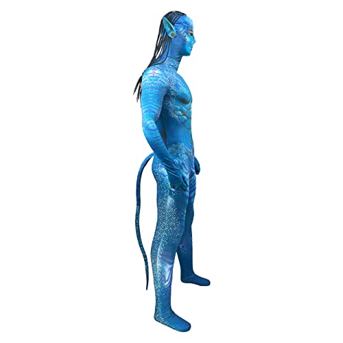 Sinkawa Jackets Jake Sully Halloween Cosplay Costume 3D Style Bodysuit For Adult Men-X-Large #TOP2