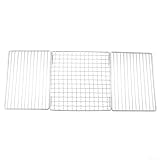 Edelstahl-Campinggrillplatte, faltbarer tragbarer Grillständer für Holzofen und Lagerfeuer, multifunktionales Outdoor-Kochgestell mit Aufbewahrungstasche, Silber 50 x 20 cm
