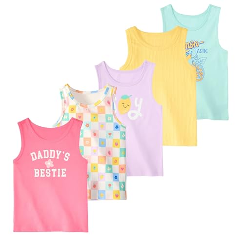 Image of Garanimals Baby & Toddler Girl Tank Tees - Kid's Sleeveless Tank Top - Size 0-6T - 5 Pack