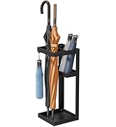 Kawaiita Umbrella Stand, Steel Umbrella Holder Rack with Small Shelf, for Entryway, Office, 4 Hoo...