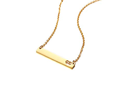 Vnox NC-433GSET-1+KZ Personalized Stainless Steel Hollow Out Heart Dainty Initial Bar Necklace Bar Necklace Set For Best Friend Fmily Graduation Brithday Gift thumb #3