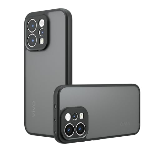 MTRIEBA Compatible with vivo V70 / vivo S50 5g Phone Case [with 1* Screen Protector][Fingerprint-Resistant, dustproof Hole] Matte Black