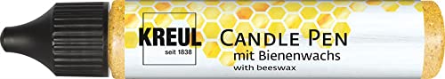 KREUL 49733 Candle Pen, Glitter Gold, 29 ml, Candle Pen with Fine Painting Tip, Colour with Beeswax for Decorating and Painting Candles