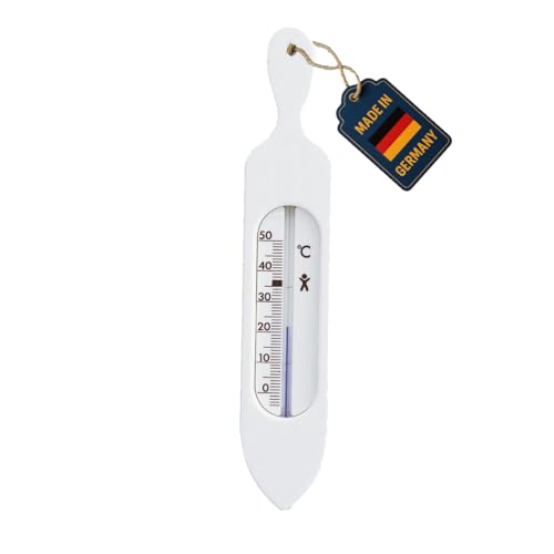 TFA Dostmann Analoges Badethermometer,14.3018.02, BPA-frei, mit natürlicher Messflüssigkeit, weiß, L37 x B11 x H195 mm